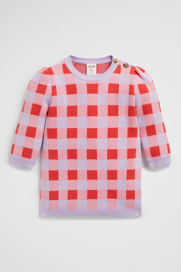 Gingham Knit Dress  Orchid  hi-res