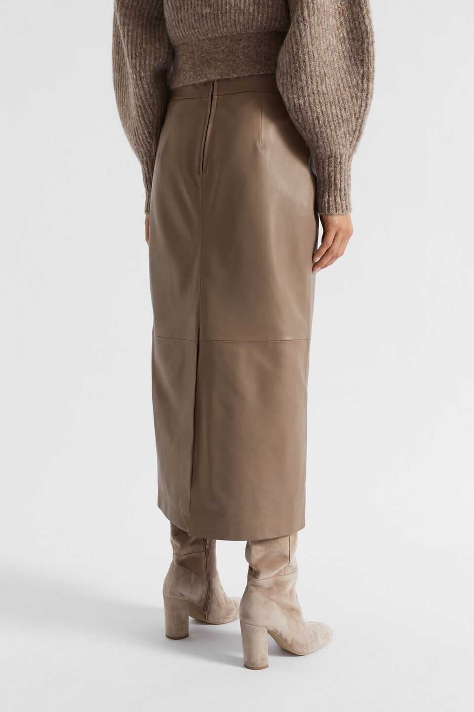 Leather Straight Midi Skirt  Hazel