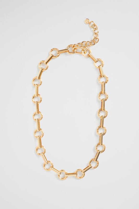 Ring Link Necklace  Gold  hi-res