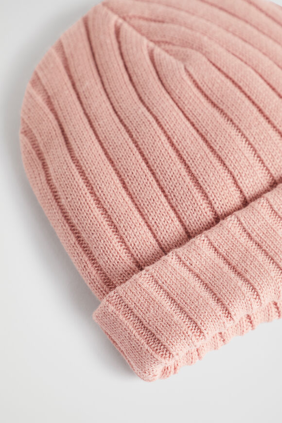 Rib Knit Beanie  Chalk Pink  hi-res