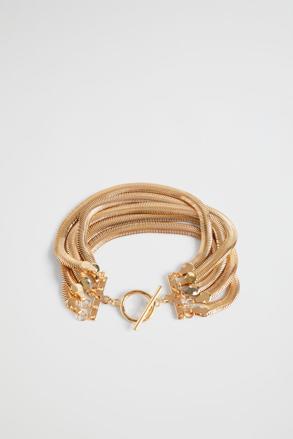 Layered Snake Chain Bracelet  Gold  hi-res