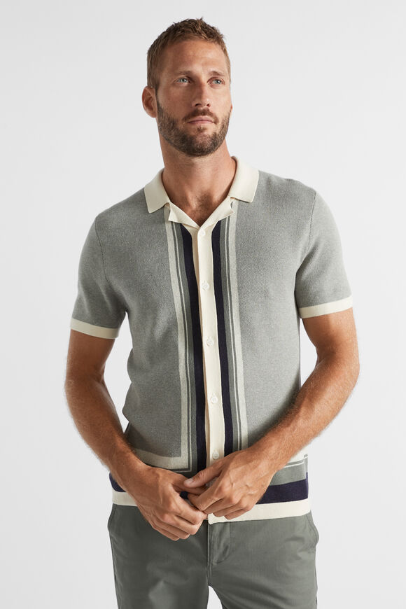 Knitted Polo Shirt  Light Khaki Multi  hi-res