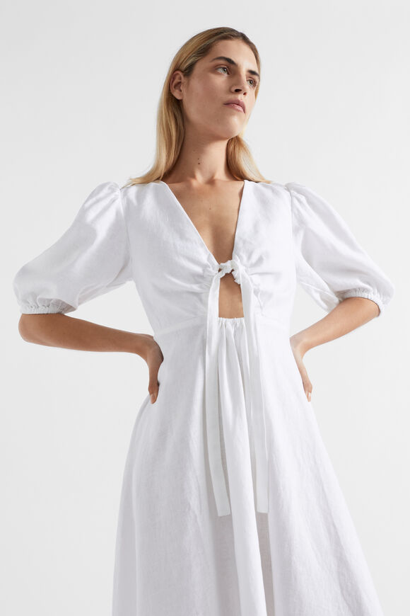 Linen Drawstring Slip Dress  Whisper White  hi-res