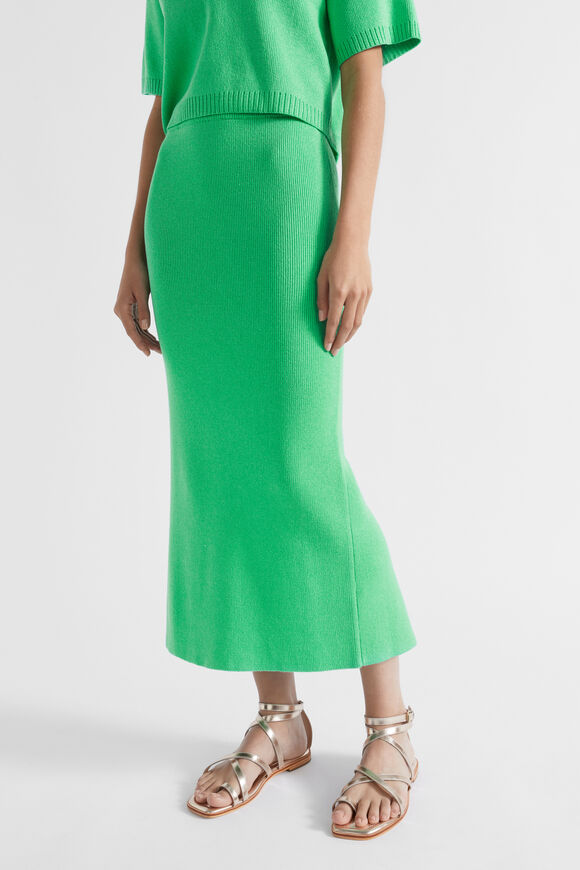 Cotton Knit Maxi Skirt  Key Lime  hi-res