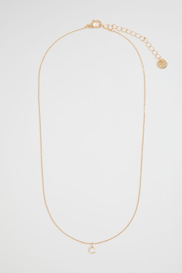 Gold Initial Necklace  C  hi-res