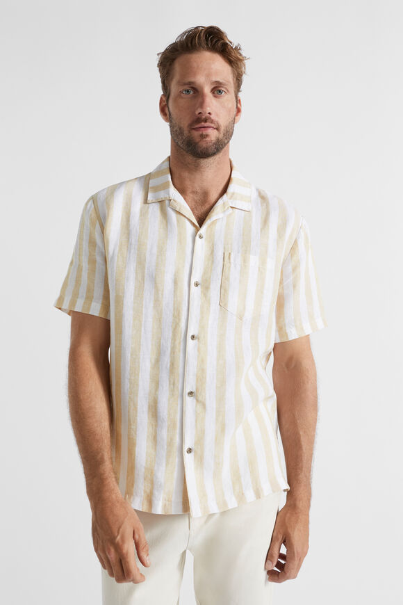 Pool Stripe Linen Shirt  Sand Bold Stripe  hi-res