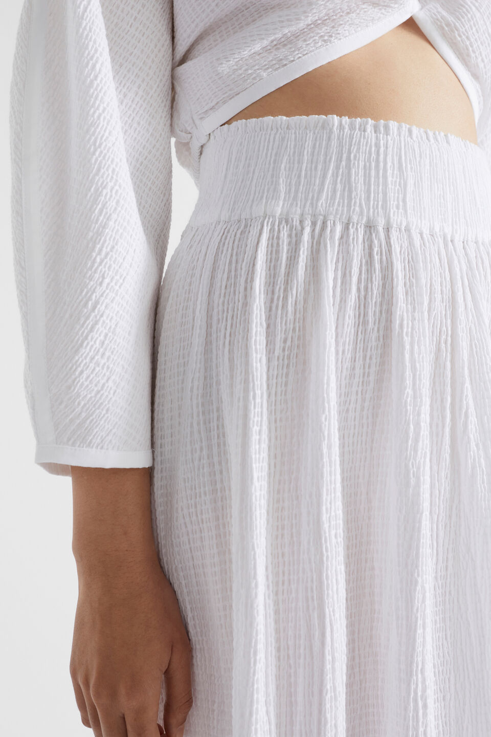 Textured Cotton Skirt  Whisper White