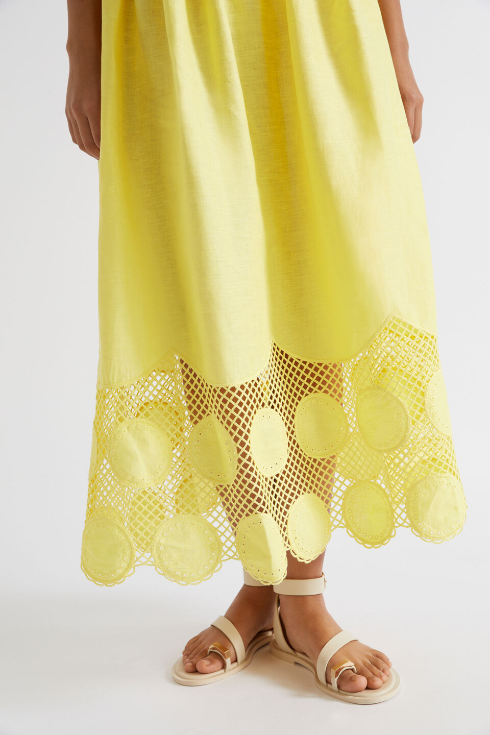 Embroidered Hem Panel Skirt  Lemon Drop