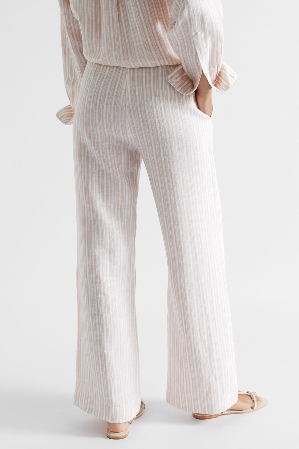 Linen Variegated Pant  Soft Wheat Stripe
