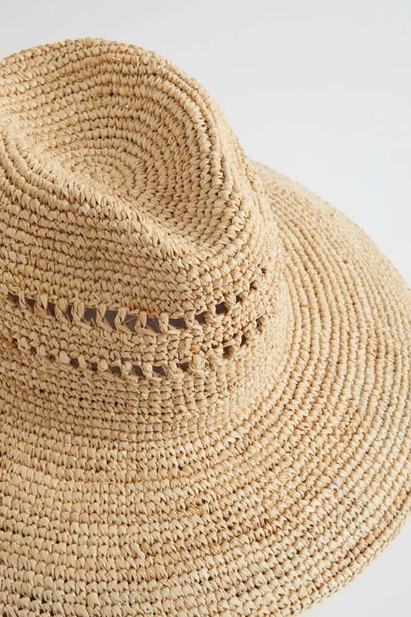 Wide Brim Open Weave Raffia Hat  Natural  hi-res
