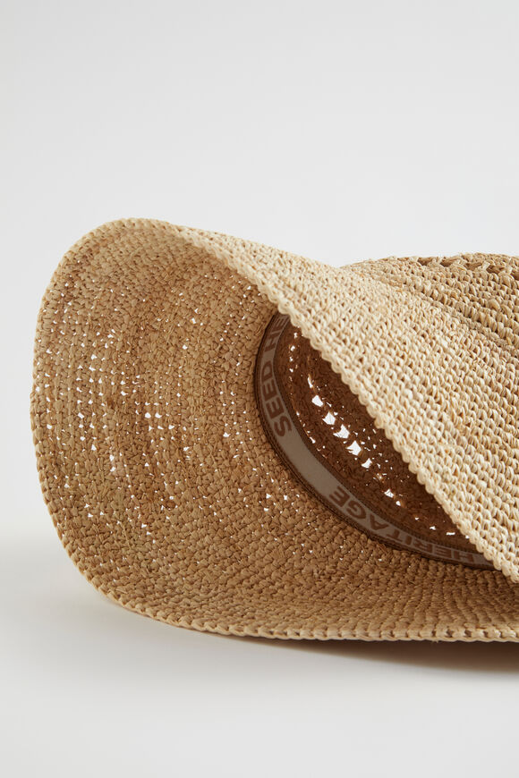 Wide Brim Open Weave Raffia Hat  Natural  hi-res