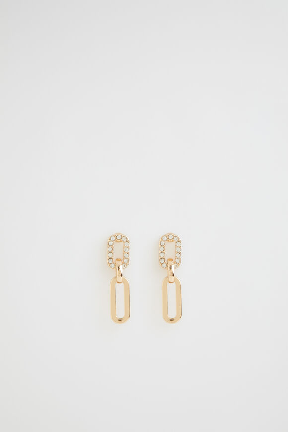 Mini Crystal Link Earring  Gold  hi-res