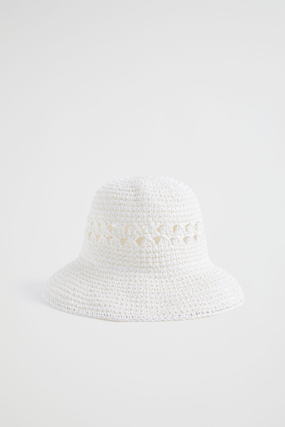 Crochet Straw Bucket Hat  White