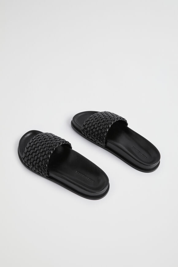 Fia Woven Footbed Slide  Black  hi-res