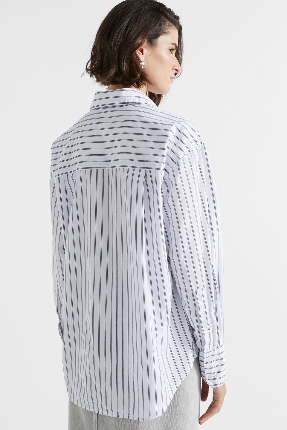 Poplin Pocket Front Shirt  Steel Stripe