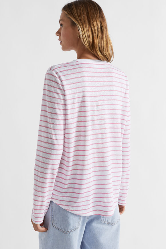 Linen Relaxed Top  Rosewood Stripe  hi-res