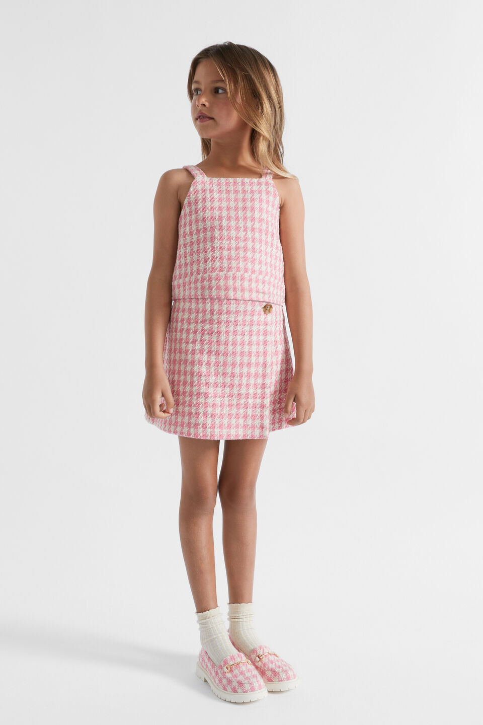 Houndstooth Top  Peach