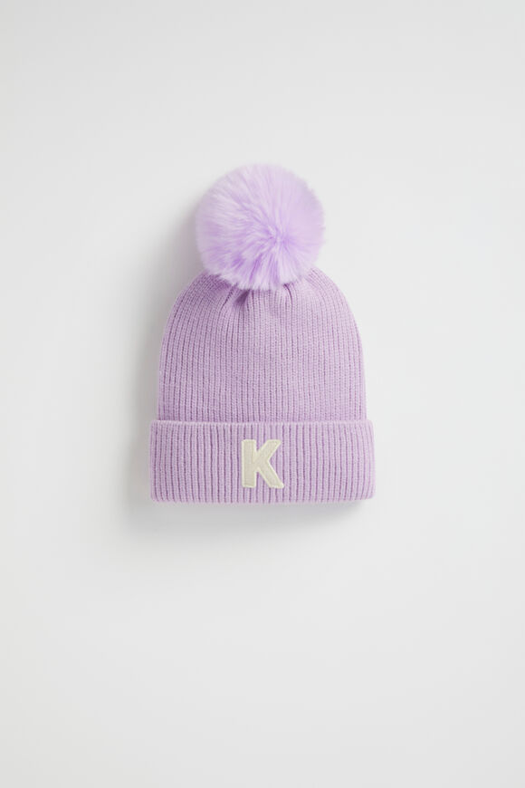 Embroidered Initial Beanie  K  hi-res