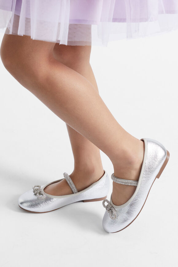 Jewel Bow Metallic Ballet  Silver  hi-res