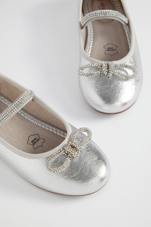 Jewel Bow Metallic Ballet  Silver  hi-res