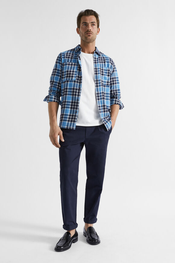 Brushed Check Flannel Shirt  Deep Chambray Multi  hi-res
