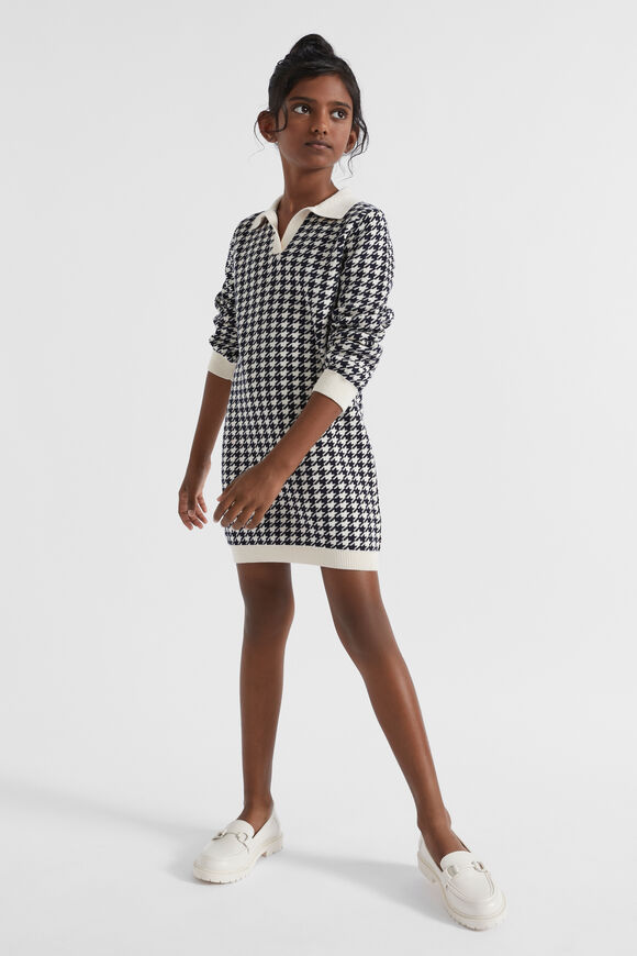 Houndstooth Knit Dress  Midnight Blue  hi-res