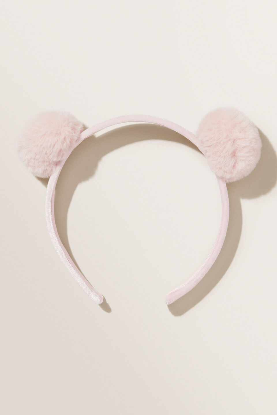 Fur Pom Pom Headband  Dusty Rose