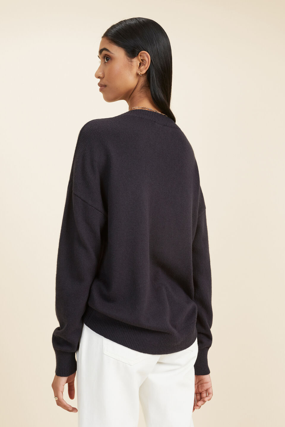 Relaxed Knit Sweater  Deep Navy