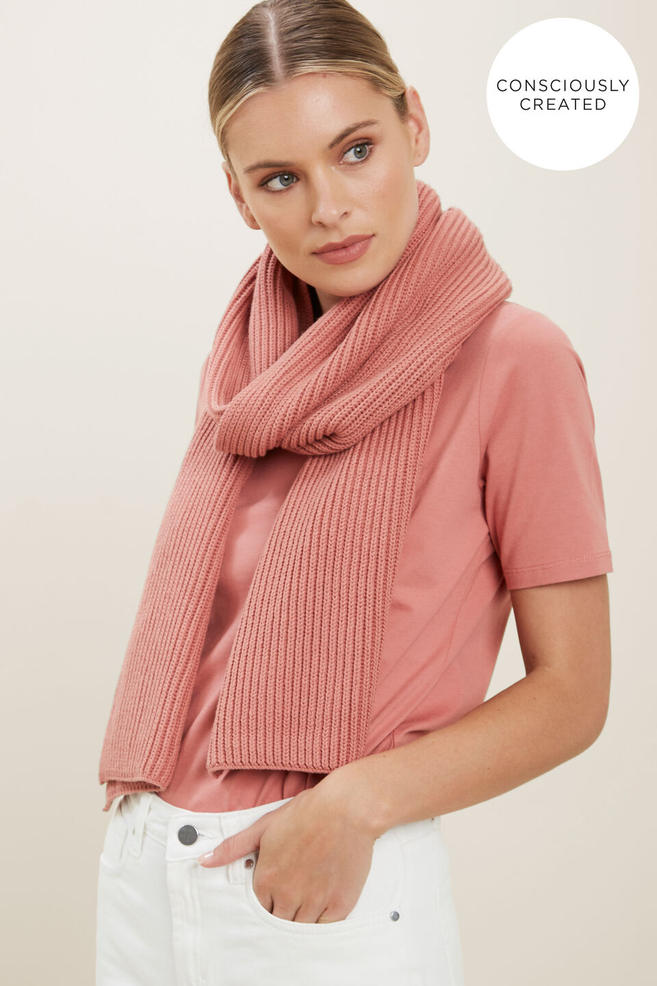 Sustainable Rib Scarf  Old Rose