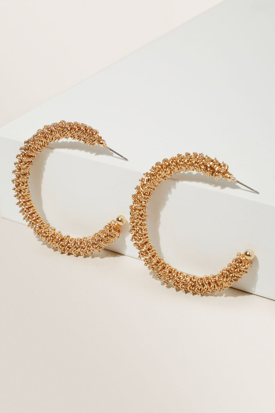 Twisted Chain Hoops  Gold