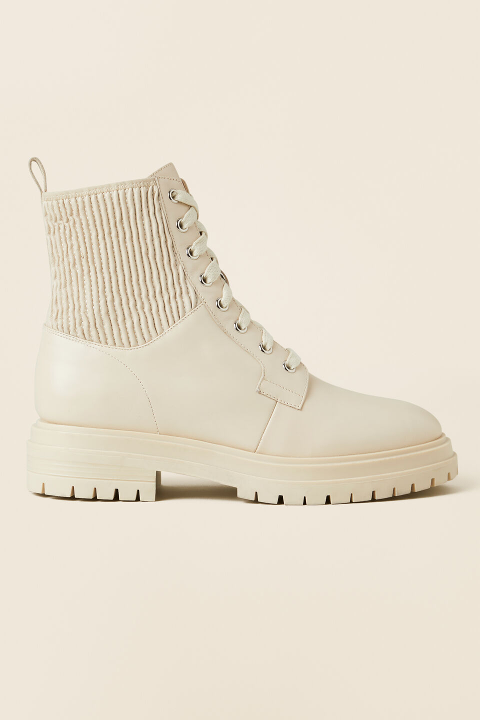 Chloe Lace Up Ankle Boot  Vanilla