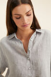 Linen Pyjama Shirt  Grey Cross Dye  hi-res