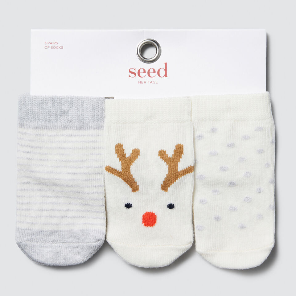3-Pack Reindeer Socks  