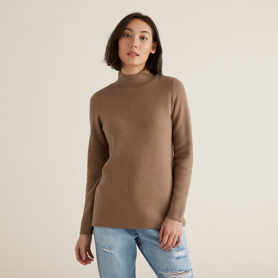High Neck Split Sweater  