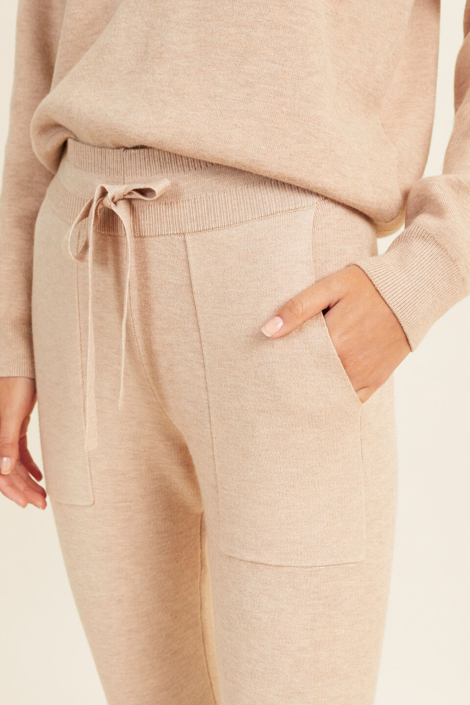 Double Knit Trackpant  Champagne Beige Marle