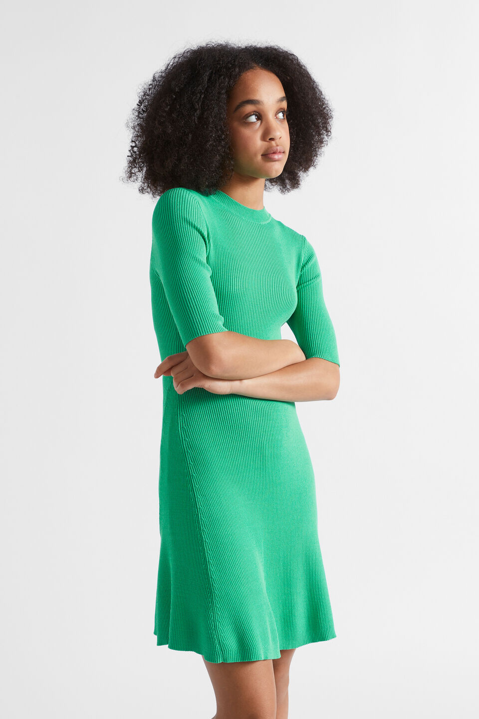 Rib Knit Dress  Jewel Green