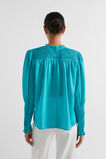 Voile Smocked Sleeve Blouse  Peacock Blue  hi-res