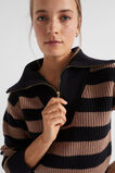 Wide Collar Stripe Knit  Black Macchiato Stripe  hi-res