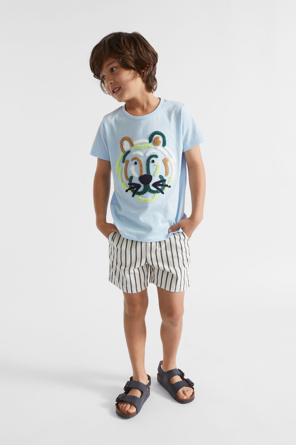 Tiger Face Tee  Baby Blue