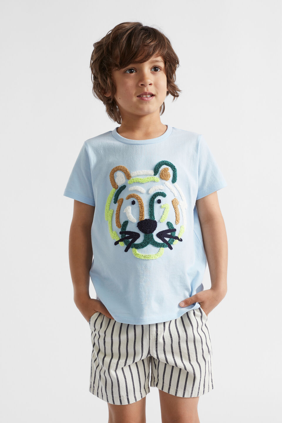 Tiger Face Tee  Baby Blue