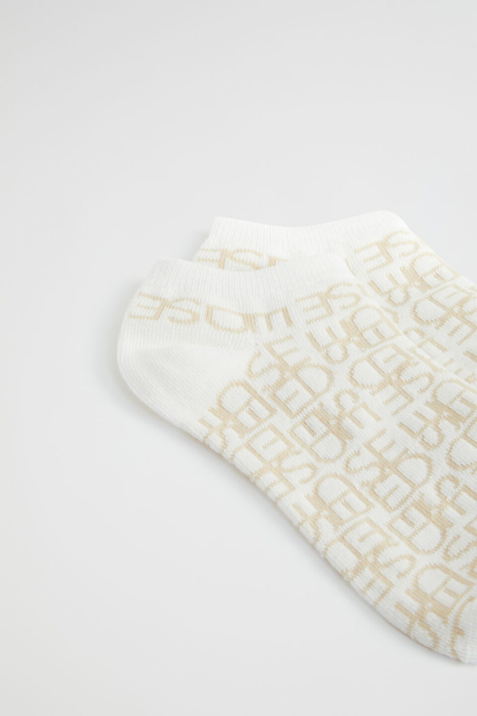 Jacquard Logo Ankle Sock  Soft Wheat
