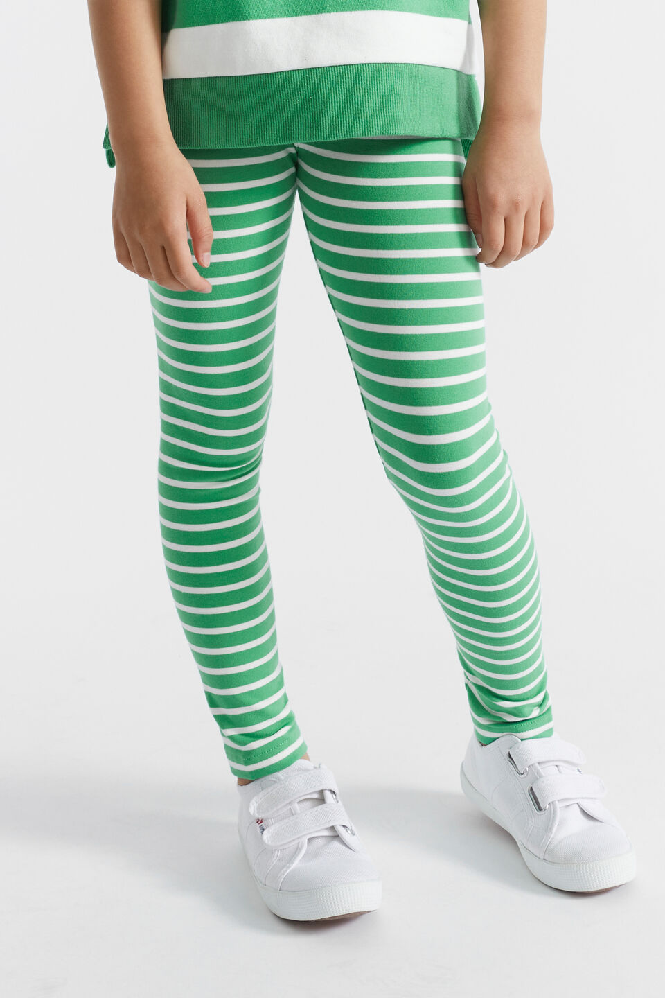 Core Stripe Legging  Apple Green