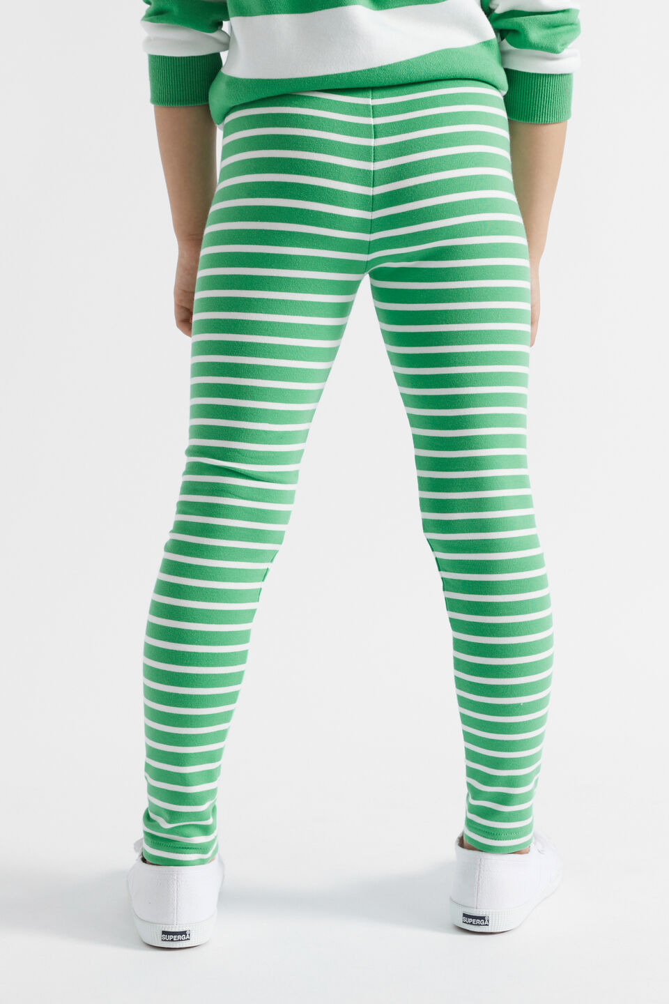 Core Stripe Legging  Apple Green