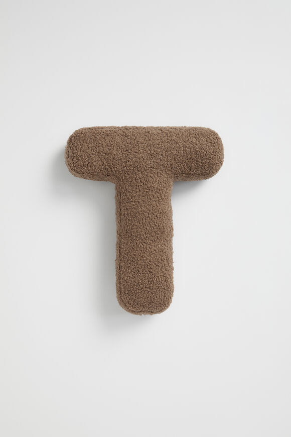 Teddy Initial Cushion Cocoa  T  hi-res
