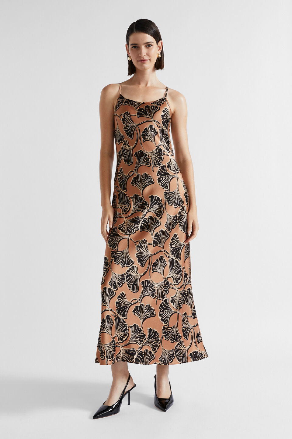 Satin Abstract Floral Slip Dress  Abstract Floral