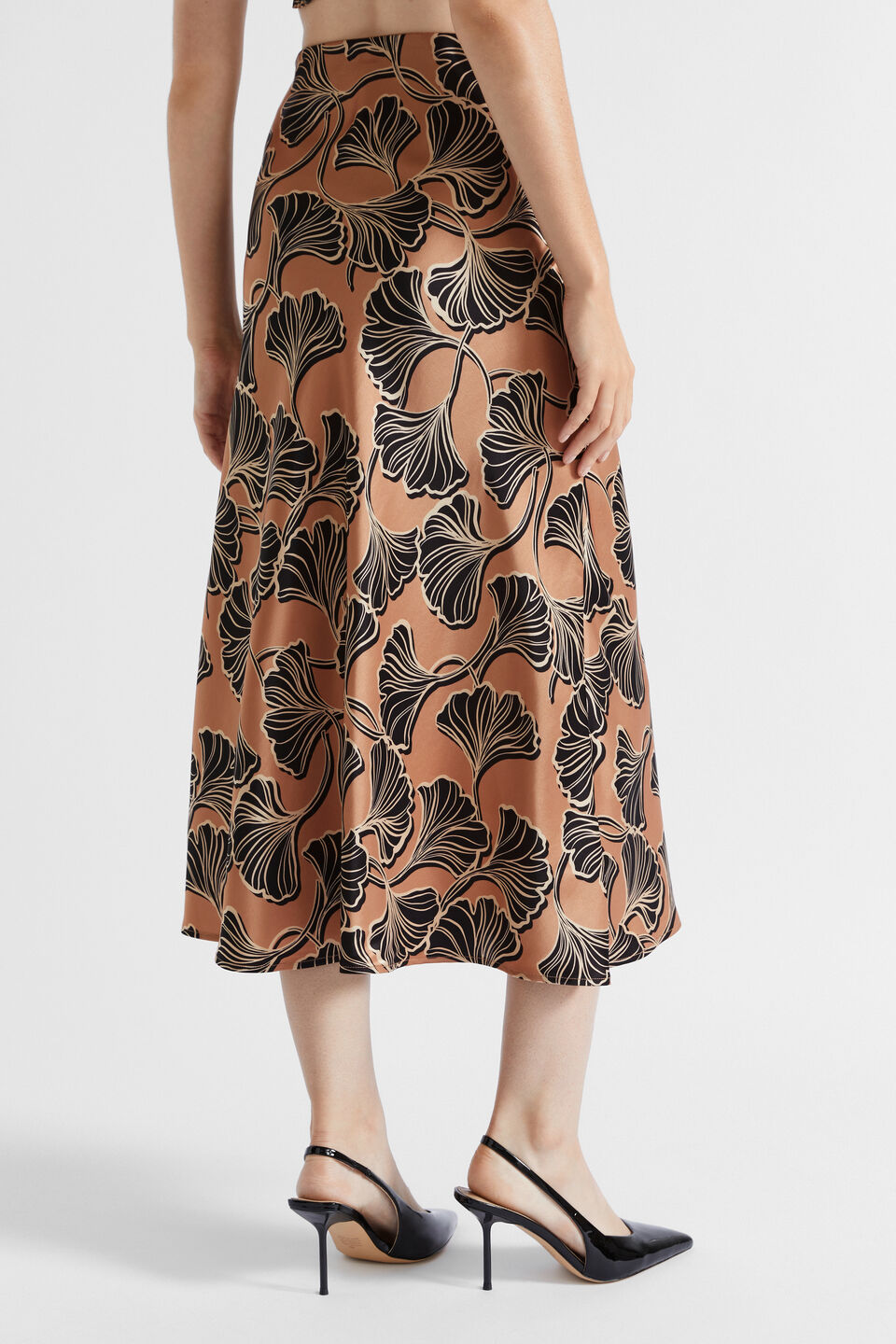 Satin Abstract Floral Skirt  Abstract Floral