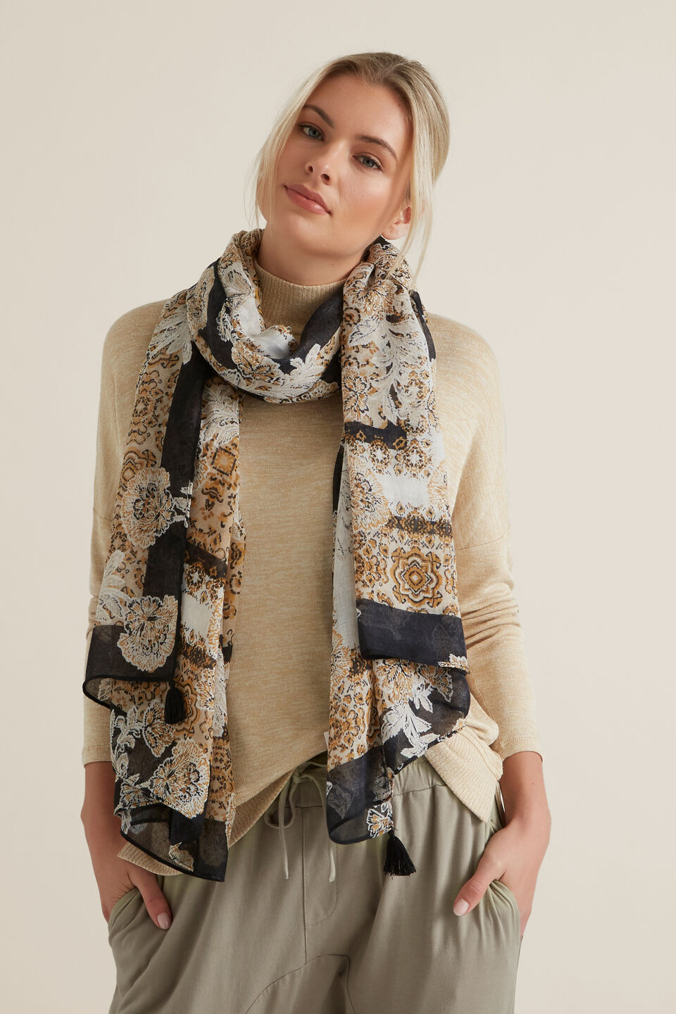 Layered Floral Scarf  