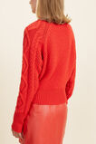 Crop Cable Sweater  Candy Red  hi-res