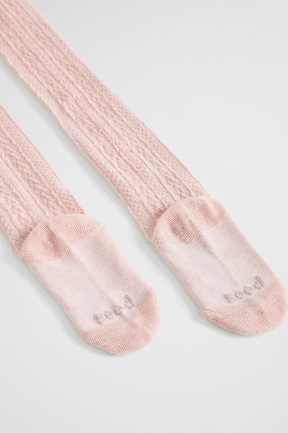 Cable Knit Tights  Dusty Rose  hi-res