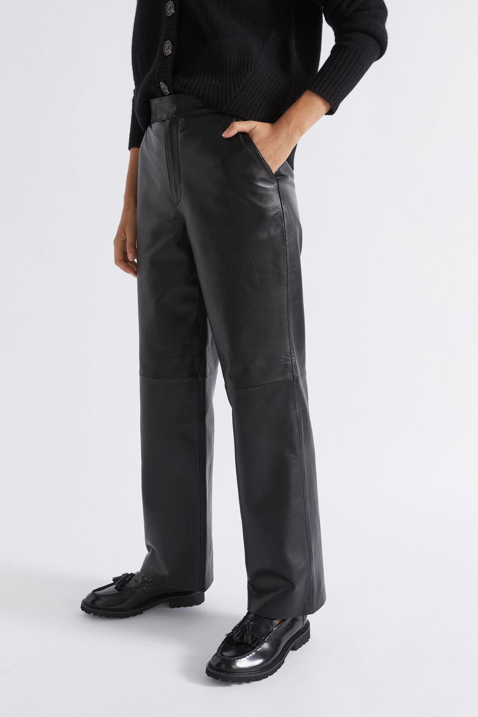 Leather Tailored Pant  Black